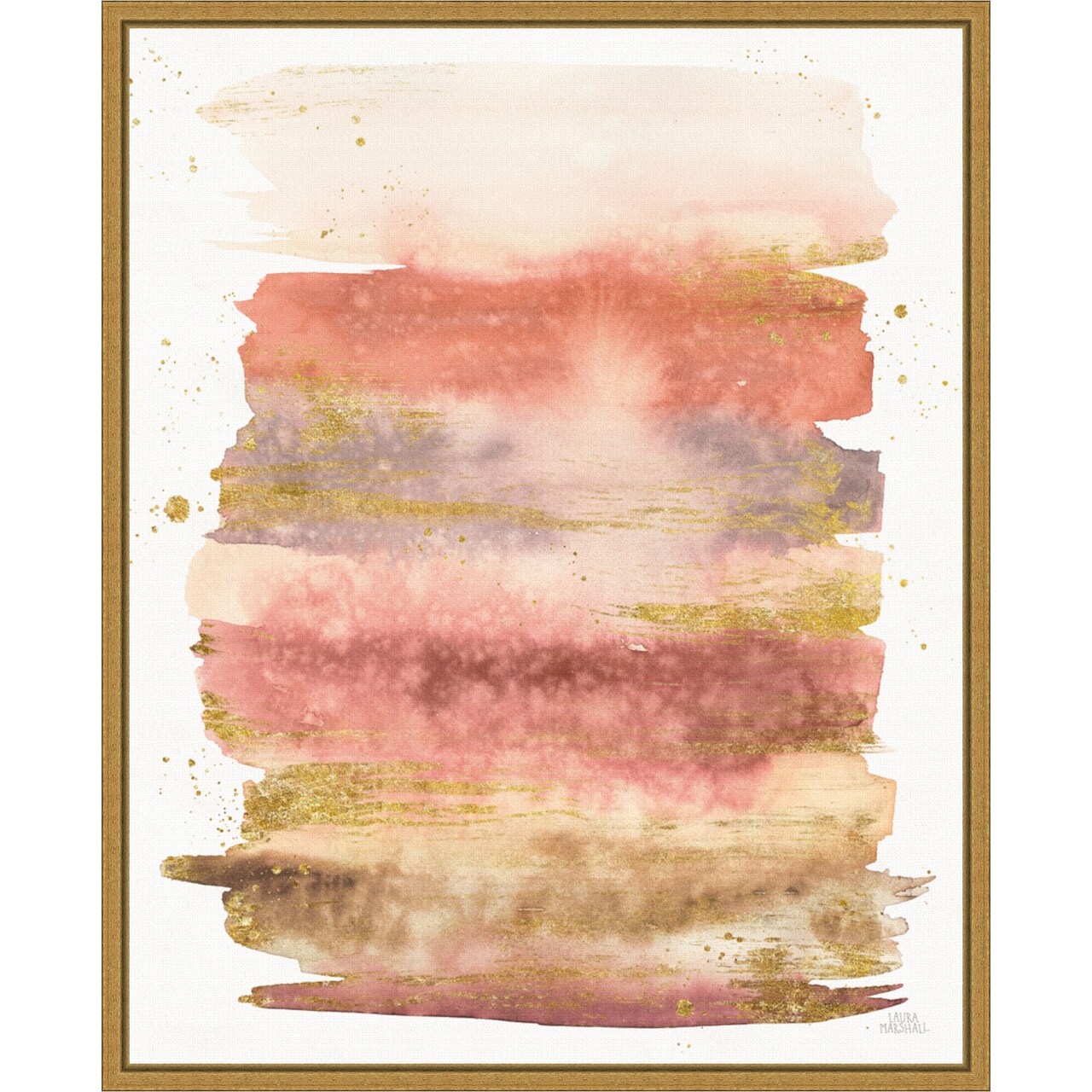 Desert Blooms Abstract II by Laura Marshall 16-in. W x 20-in. H. Canvas Wall Art Print Framed in Gold
